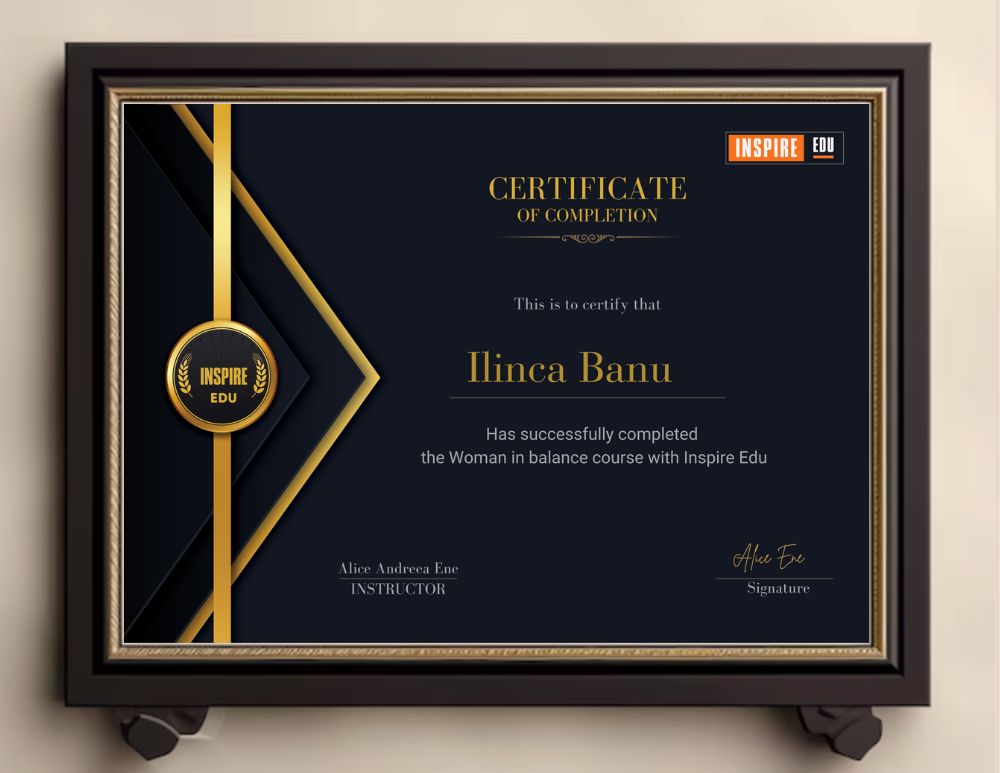 Certificat femeia in echilibru - Alice Ene